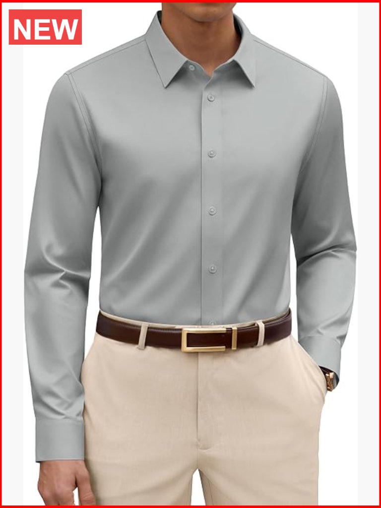 Mulberry Silk Modal Dress Shirt - Wrinkle Free Button Down Long Sleeve